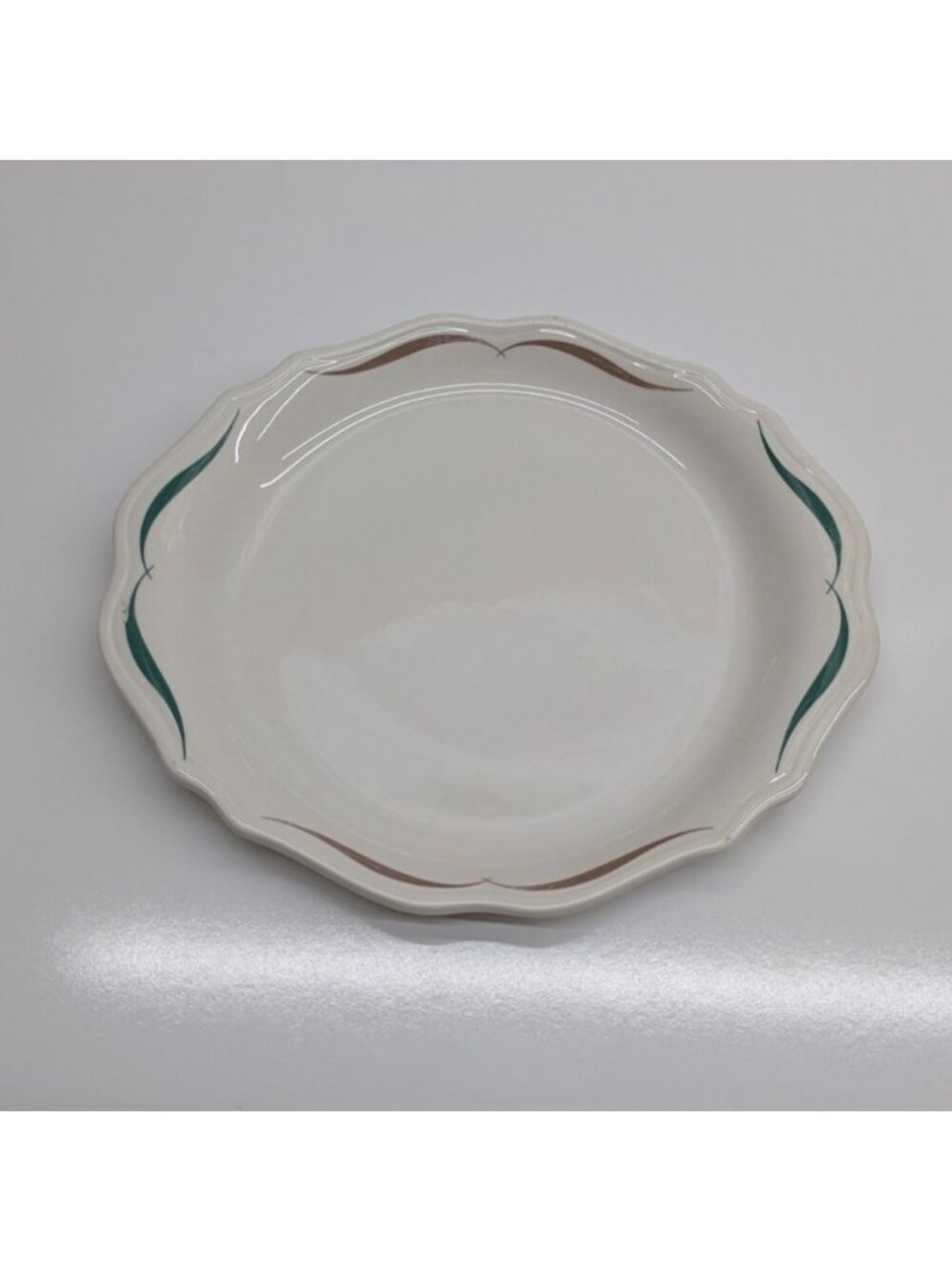 Syracuse China Winthrop Festival Scalloped Dinner Plate Green Brown Accent